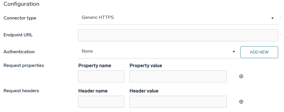 Generic HTTPS connector configuration form